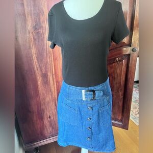 California Concepts Black Ribbed Top Denim Skirt Dress Size 6 Western Vintage